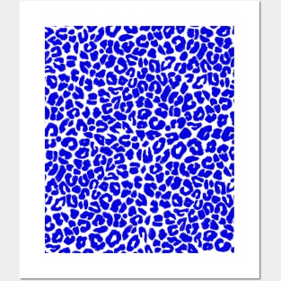 Cobalt Blue Leopard Print Posters and Art